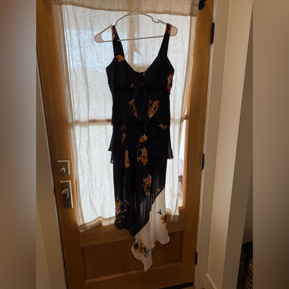 A.L.C. Black and Floral High Low Dress
